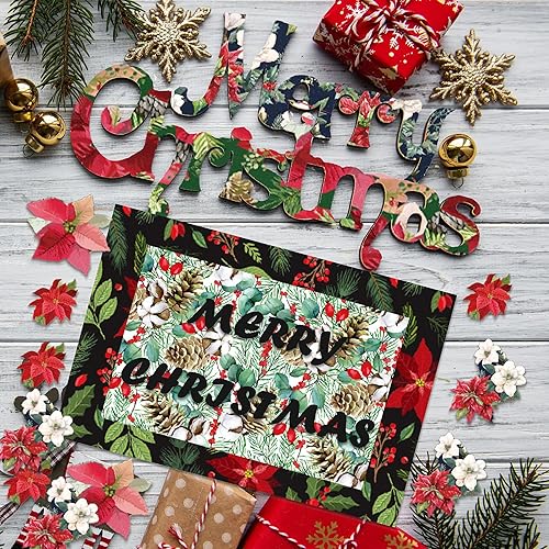 Miniatura 2 de GLKTOPO Libro de recortes de Navidad de Poinsettia, 24 hojas de 6 pulgadas, de una sola cara, sin ácidos, patrón floral de Navidad, papel plegado