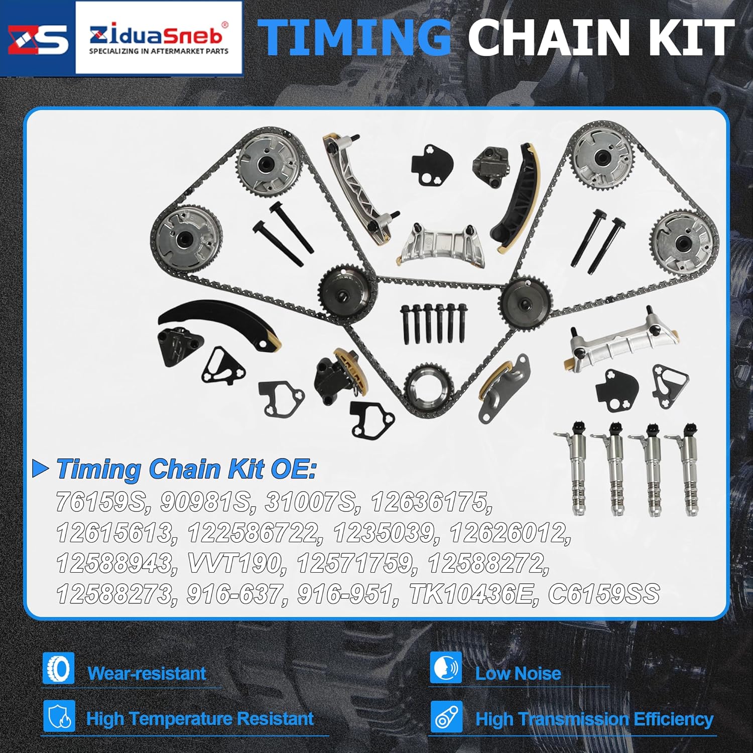 3.6 Engine Rebuild Overhaul Kit Timing Chain Kit & Head Gasket Bolt Set Valve Bearing Kit Fit For GMC Acadia Buick Enclave Saturn Outlook Chevrolet Traverse 3.6L V6 DOHC 2009-2016 HS26376PT-5 9-0753S