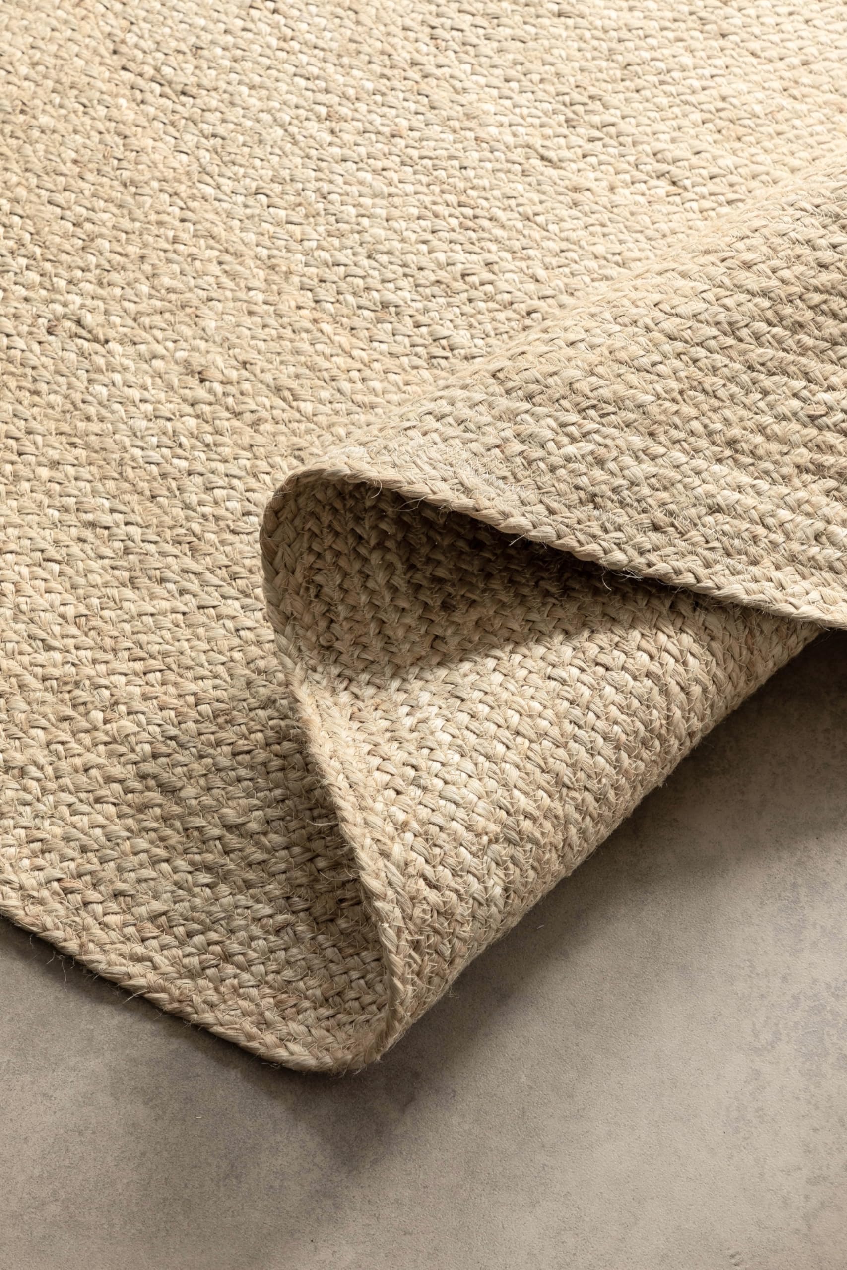 Hanse Home Tappeto in Iuta Rangpur Rotondo, Naturale, Tessuto a Mano ed Ecologico, per Soggiorno, Camera da Letto, Sala da Pranzo, Corridoio, Cucina, Bianco, 100 cm