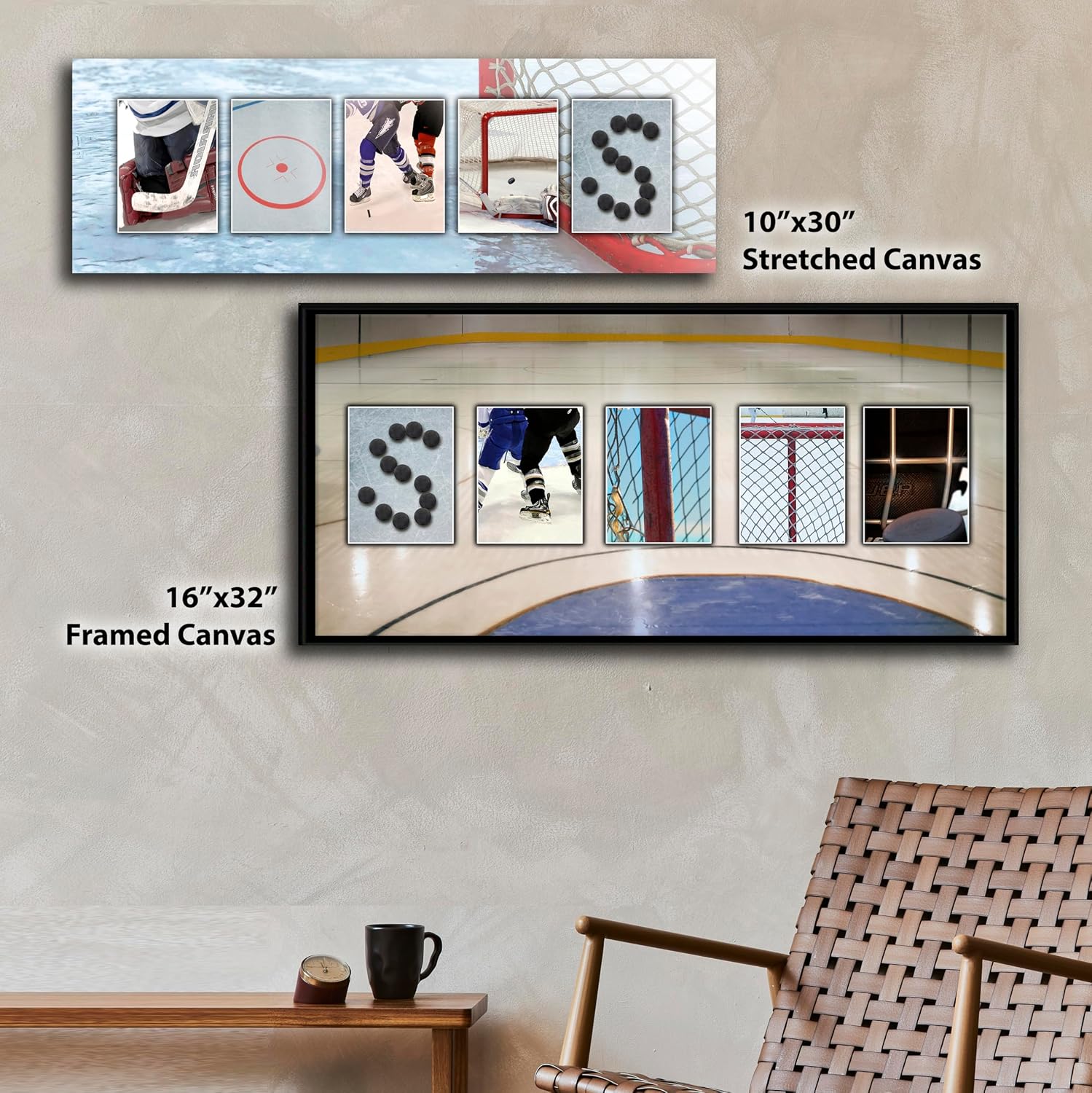 Personal-Prints Hockey Personalized Decor or Gift for the Player, Coach, Team, or Fan | Customized Hockey Name Wall Art Gift (6"x18" Stretched Canvas)