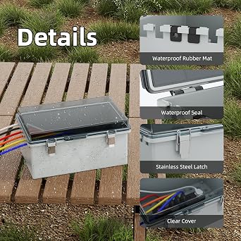 Joinfworld Waterproof Outdoor Electrical Box,90x190x140mm,Clear Cover