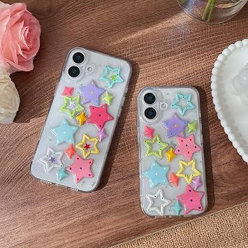 iPhoneケース用にデザインされ、漫画の3Dカラフルスタークリアソフトフォンケースクリア、iPhone 15 Pro Max用