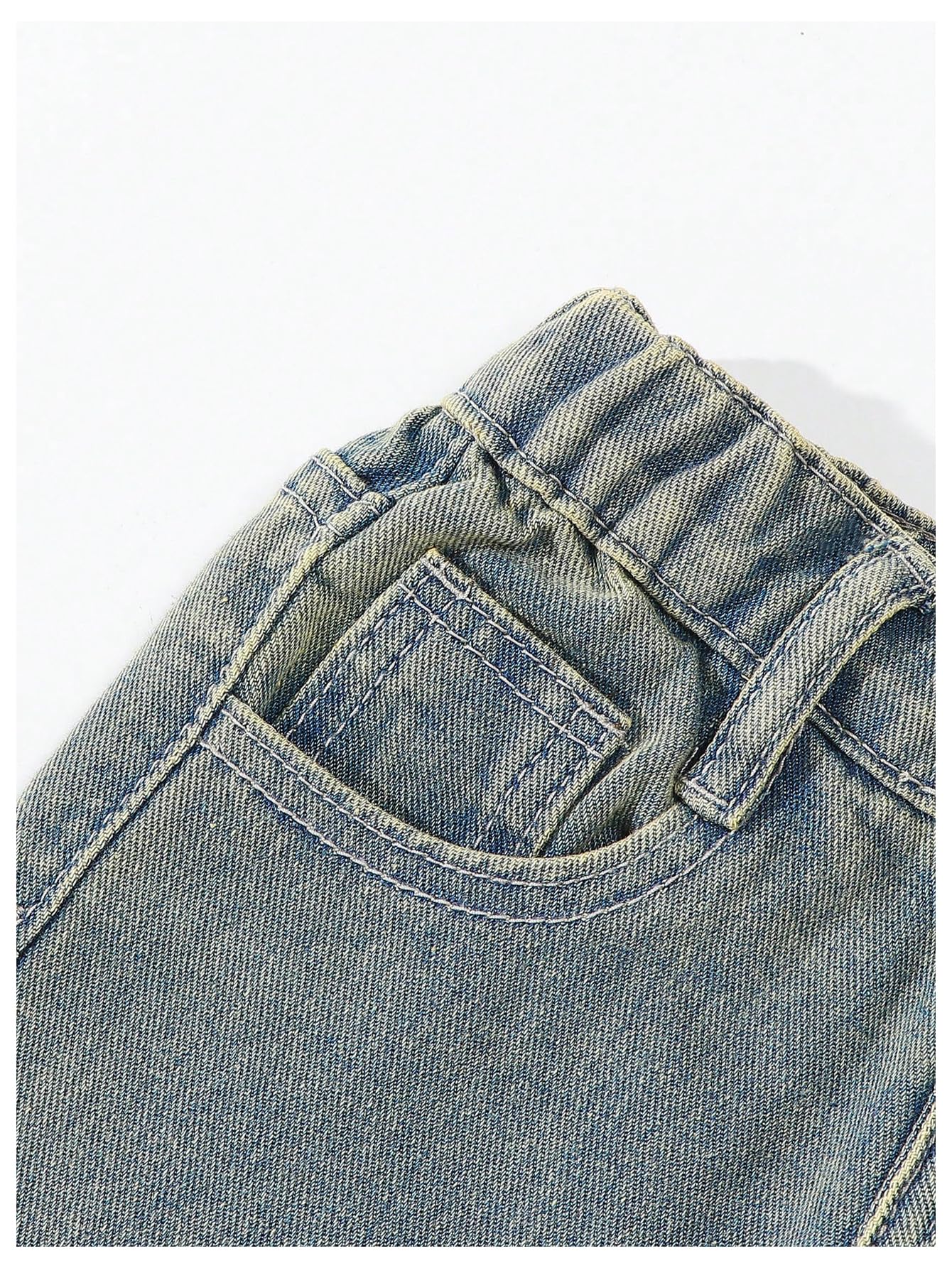 Floerns Pantalones vaqueros holgados de pierna ancha y cintura elástica con botones para niña pequeña