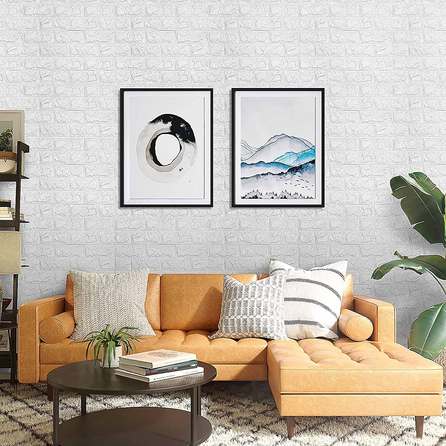 Grace Baltic - 10 pannelli da parete 3D, autoadesivi, effetto pietra, 77 x 70 cm, spessore: 5 mm (bianco)