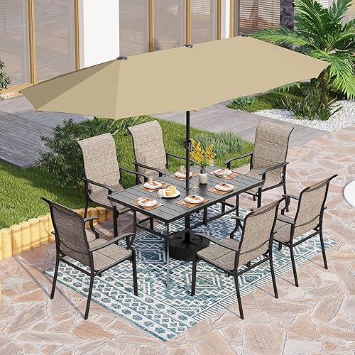 PHI VILLA 8 Piece Patio Dining Set with 13ft Patio