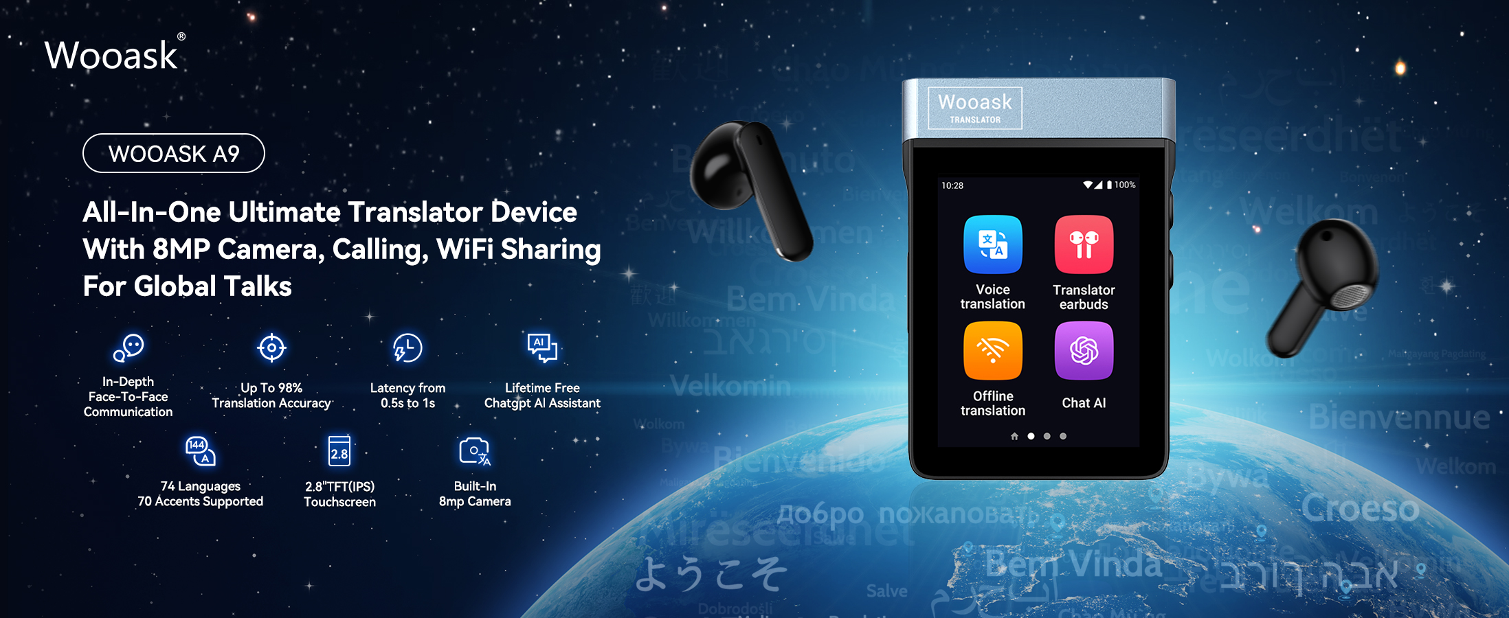Amazon.com: Wooask A9 Translation Earbuds with AI Assistant, Real