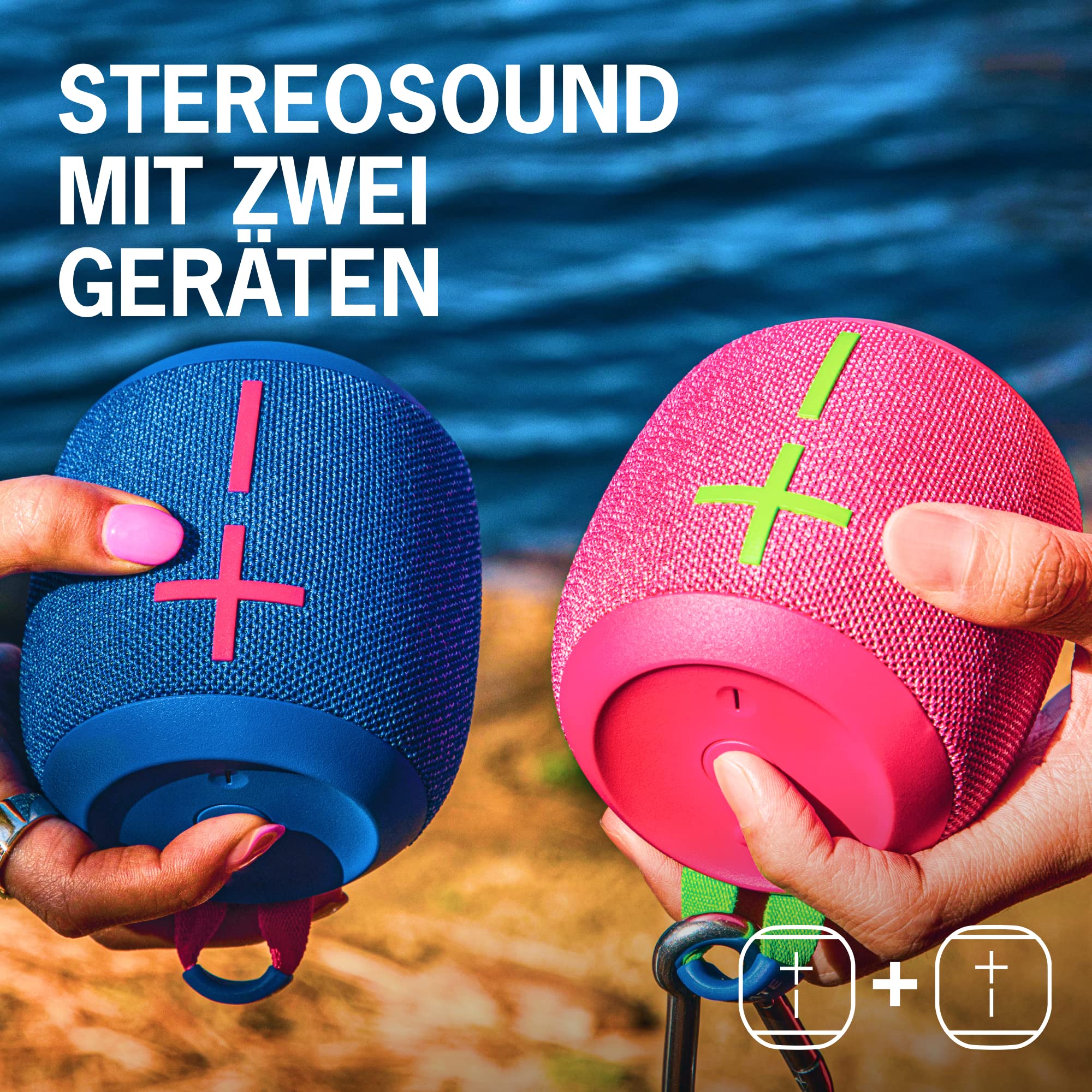 Ultimate Ears WONDERBOOM 3 Portable Bluetooth Speaker, Rich Bass 360 Degree Sound, Waterproof, Dustproof IP67, Floatable, 40 m Range - Blue