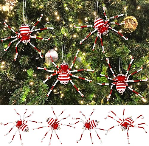 Miniatura 8 de 8 piezas de adornos de araña de Halloween en blanco y negro con cuentas, adornos colgantes para decoración de Halloween, regalo Negro,