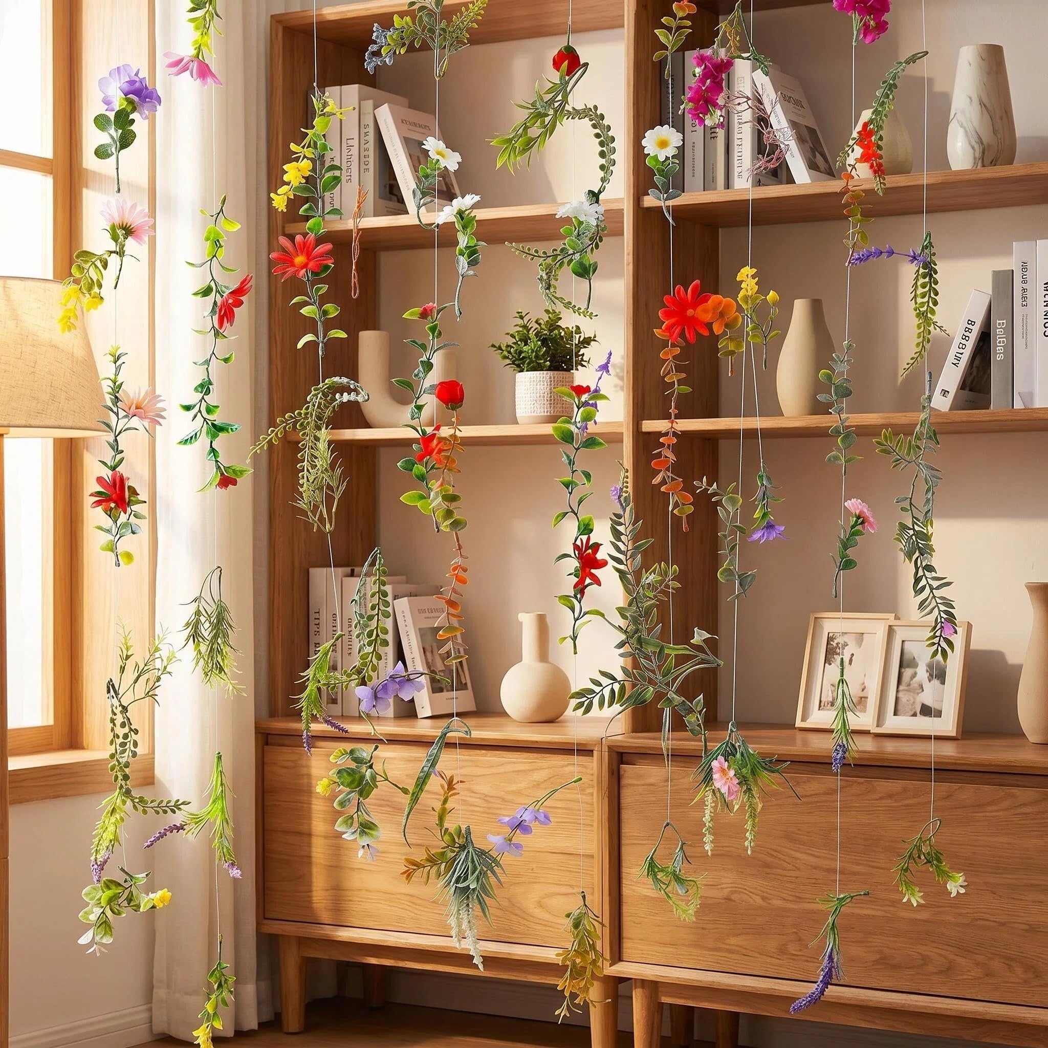 Cosiesnest 26.25ft Flower Garlands Hanging Artificial Wildflower Decor Party Banner Garland Ceiling Floating Floral Backdrop Flower Garland for Garden Wall for Baby Bridal Shower Supplies
