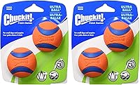 Chuckit! Ultra Ball Small 2" 2-Pack (4 Balls Total) - Durable Bouncy Dog Fetch Toy for Small Pets