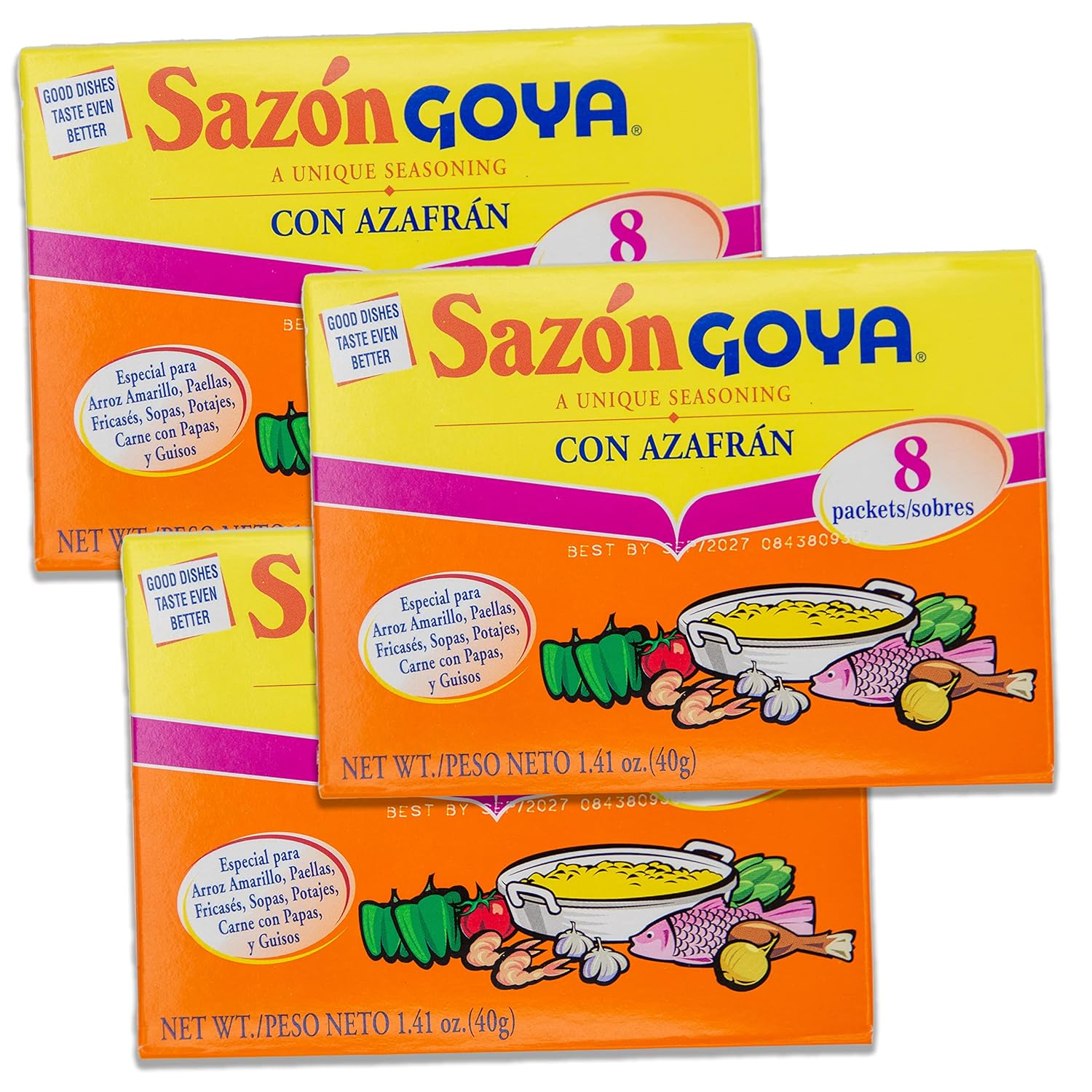 sazon w azafran x3 goya VALUE 3Pack 4.23oz Total Sazon With Azafran Bundle