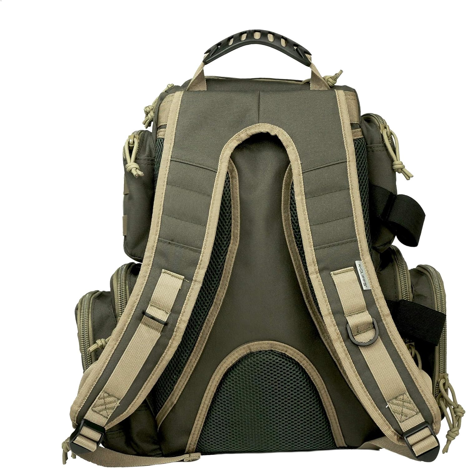 K-Cliffs Tactical Range Backpack – Lockable Bag for 5 Handguns Pouches – 900D Water‑Resistant with Rain Cover & USA Patch