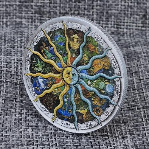 Miniatura 10 de Moneda de desafío colorido de doce constelaciones Moneda del zodiaco Lucky Coin Charm de buena suerte