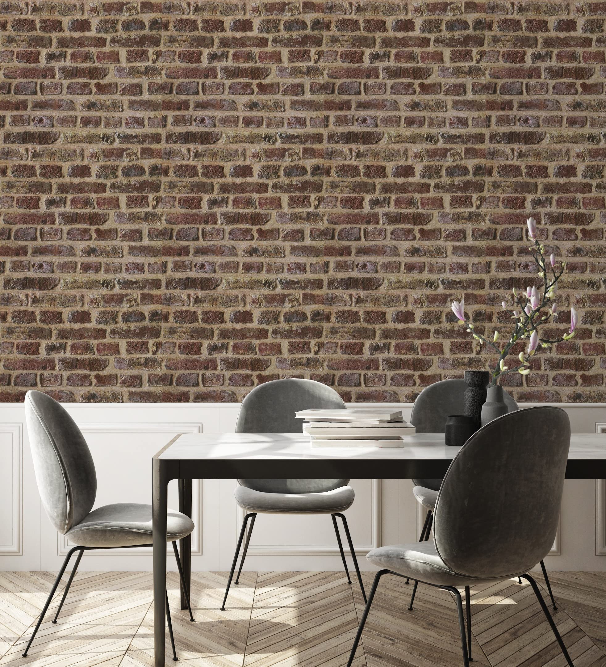 Papier peint imitation brique GAULAN pour masquer un mur abîmé facilement