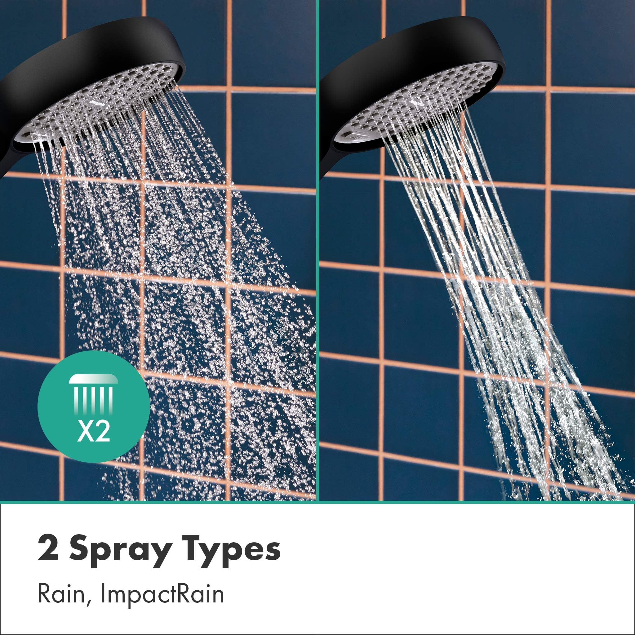 hansgrohe Activera Select S - conjunto de ducha con alcachofa de ducha ahorro de agua (EcoSmart), flexo de ducha (1,60 m) y barra de ducha (72 cm) para taladros existentes, negro mate, 28048670