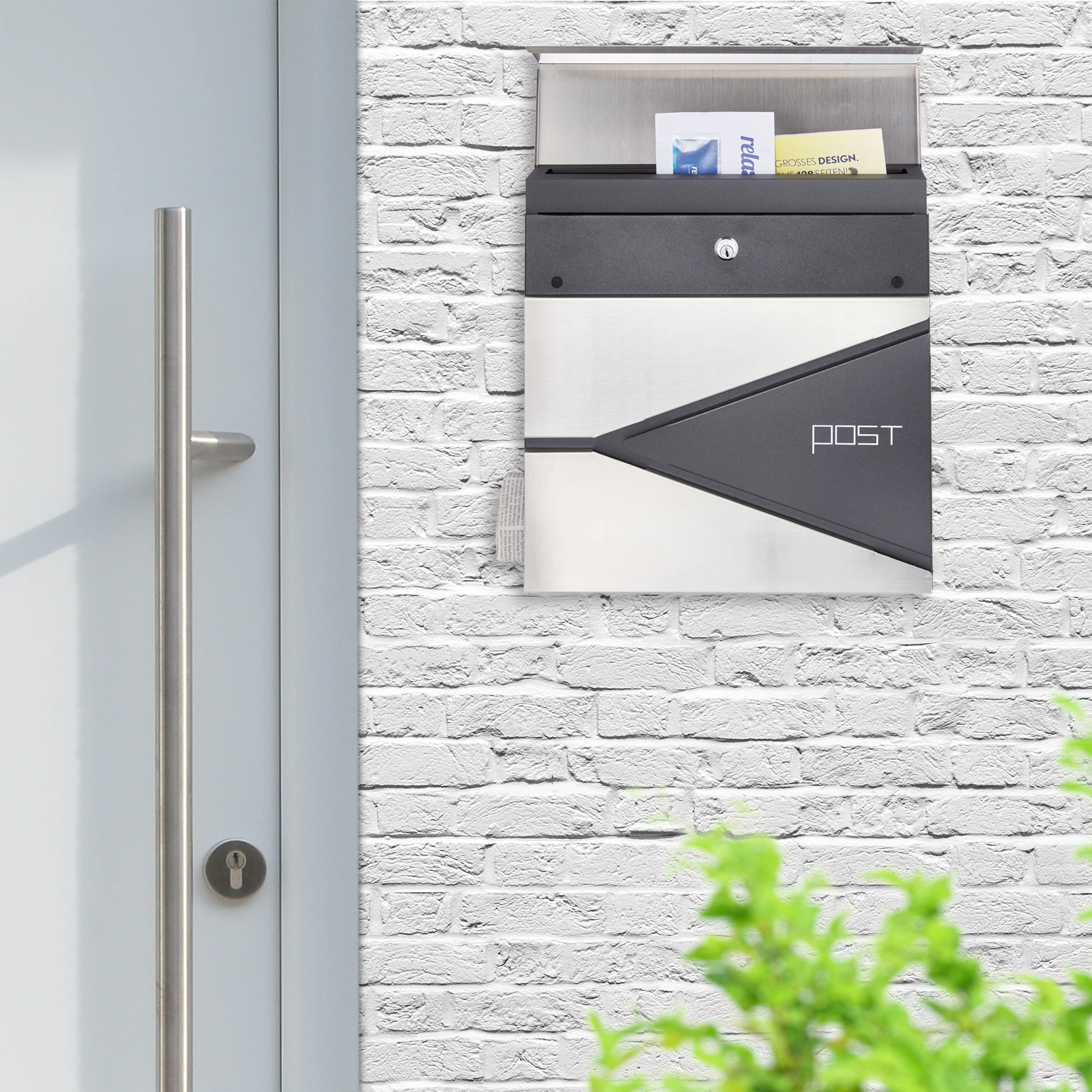 Relaxdays Boîite Aux Lettres, Moderne, Métal, 4 Clés, Porte