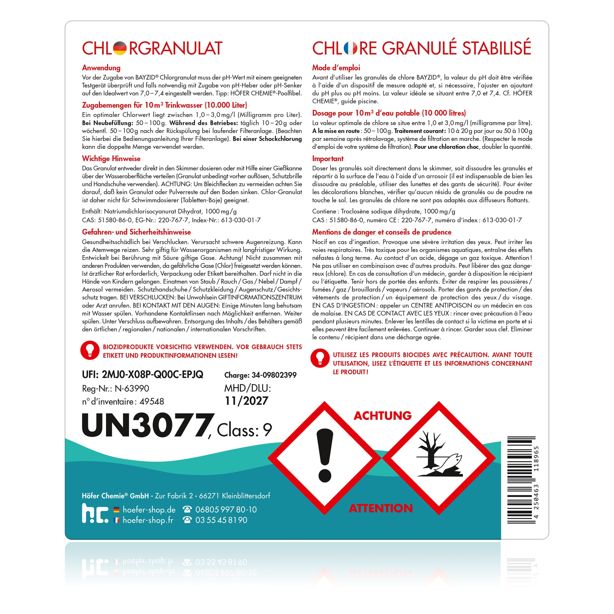Bayzid Granulés de Chlore Choc Stabilisé 12 x 1 kg - Action Rapide