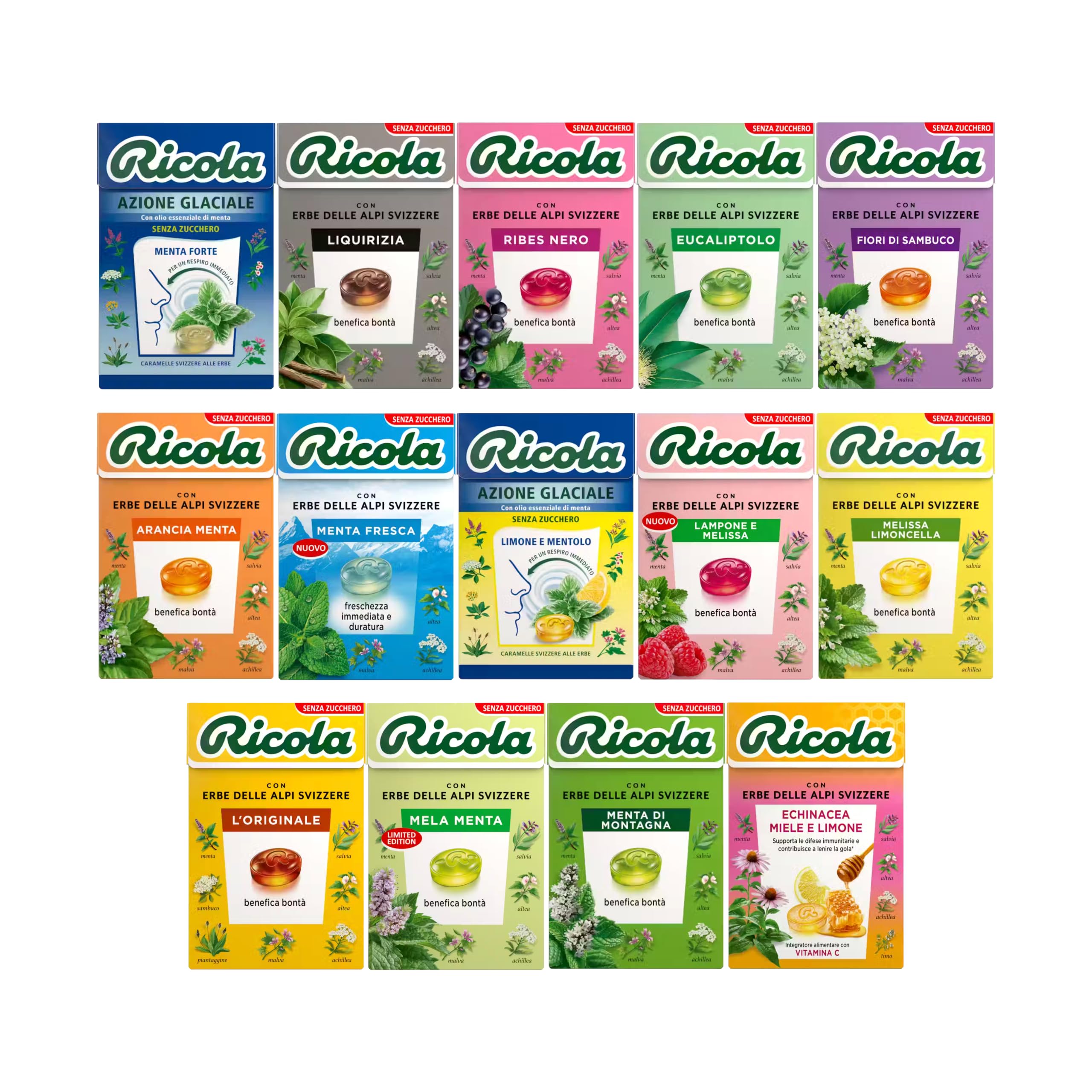 Kit de novedad – caramelos de hierbas sin azúcar en muchos sabores surtidos (20 estuches)
