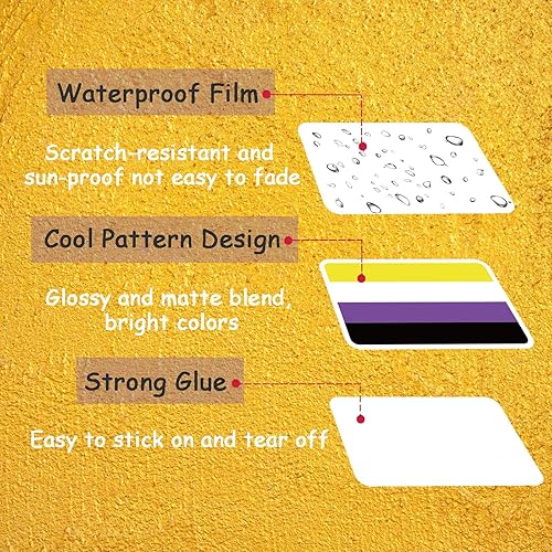 Miniatura 2 de Calcomanías de orgullo no binario, 110 calcomanías de orgullo no binario a granel para cosas de orgullo no binario, vinilo impermeable LGBTQ no