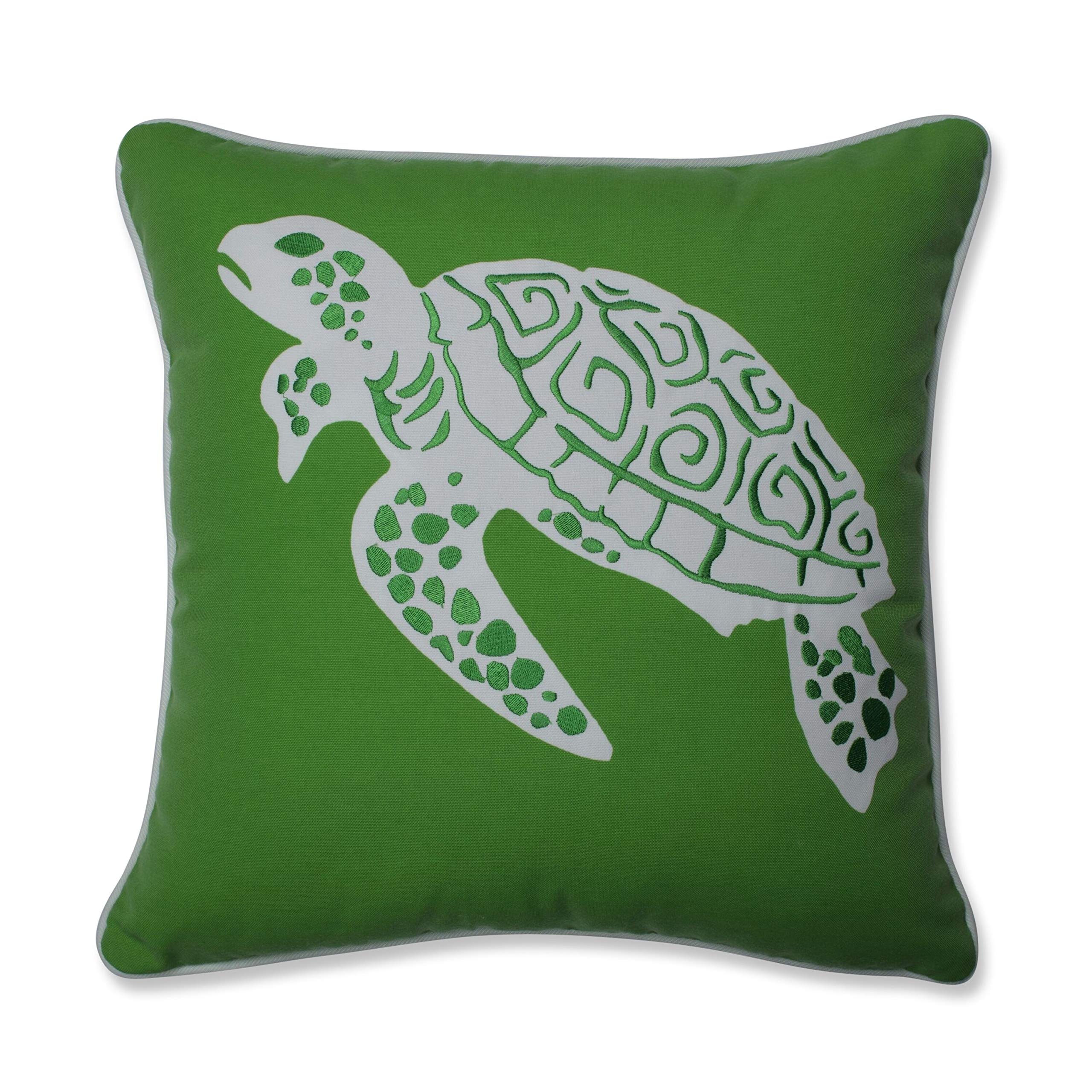 Pillow Perfect Outdoor/Indoor Thomas Turtle Throw Pillow, 16.5" x 16.5", Green
