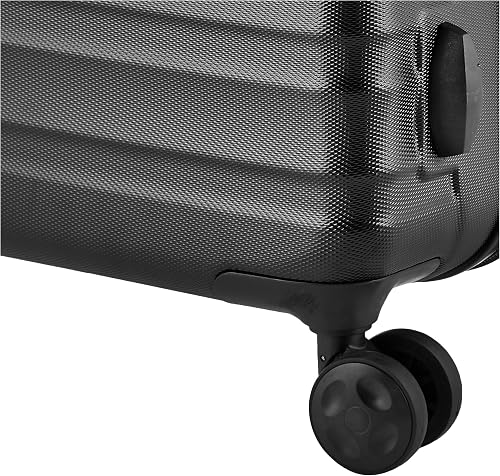 Amazon Basics Valise Rigide Petite - Bagage à Main Extensible ABS avec 4 Roulettes Doubles Pivotantes - Résistante aux Rayures et Légère - 55 x 37,5 x 25,5cm - Noir - 4