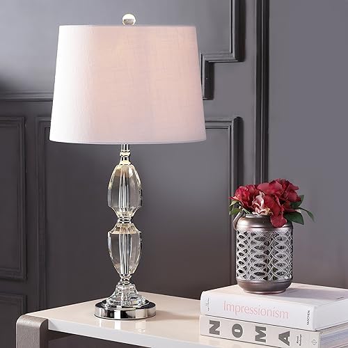 Miniatura 2 de JONATHAN Y JYL2039A - Lámpara de mesa tradicional de cristal de 27 pulgadas, lámpara de noche transparente y cromada para sala de estar, mesita de