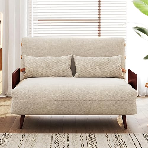 Miniatura 76 de JASIWAY Silla convertible para adultos, silla futón convertible 3 en 1 de lino con almohada, sofá cama individual plegable, cama de invitados para