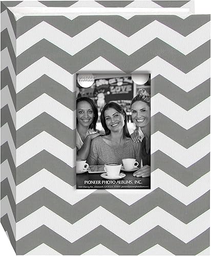 Pioneer CHEV-100 - Álbum de fotos con marco de tela 100 bolsillos 4 x 6 color gris y blanco