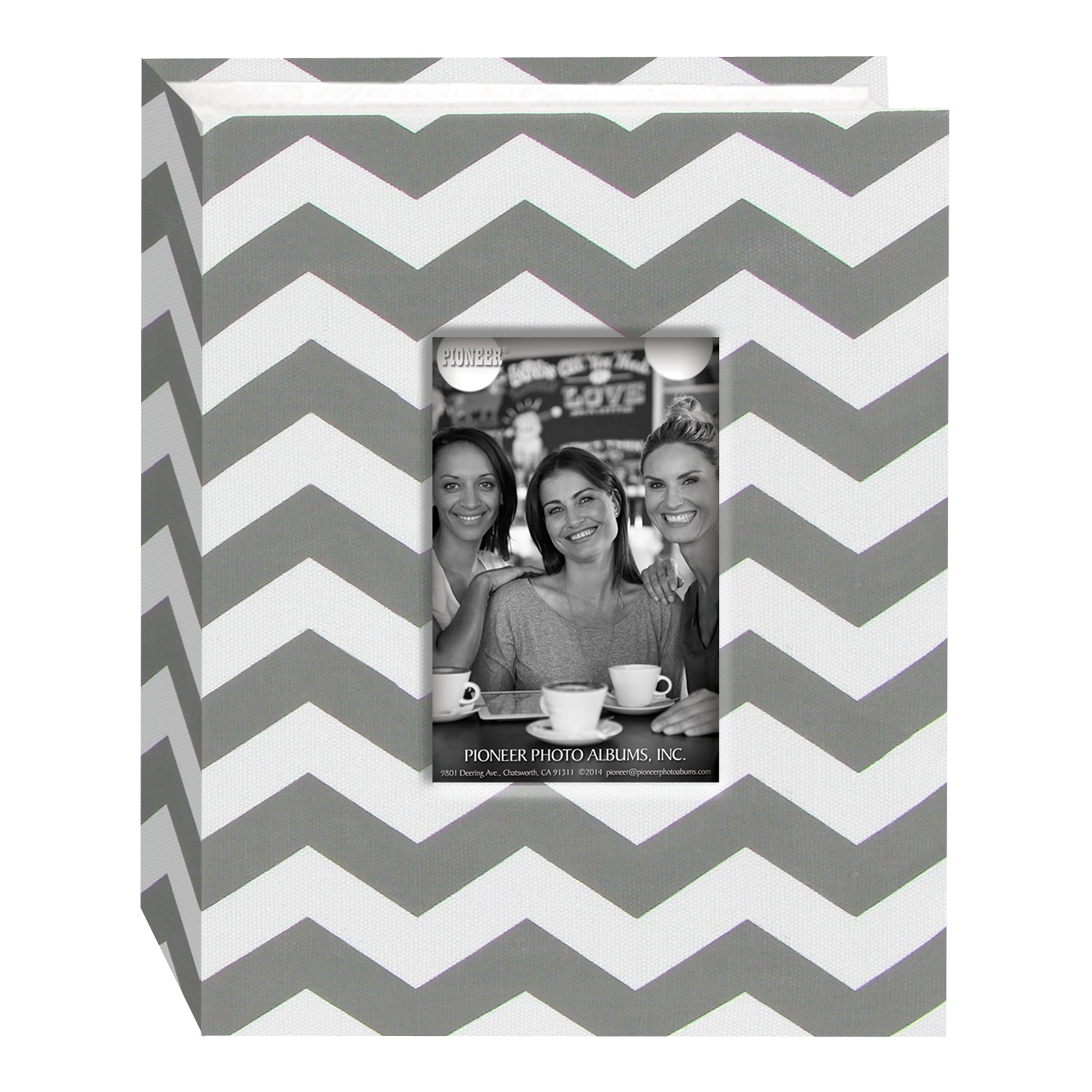 Pioneer Photo Albums CHEV-100 Chevron Fabric Frame Photo Album with 100 Pockets Hold, 4 x 6, Gray/White, 4 x 6 Inches