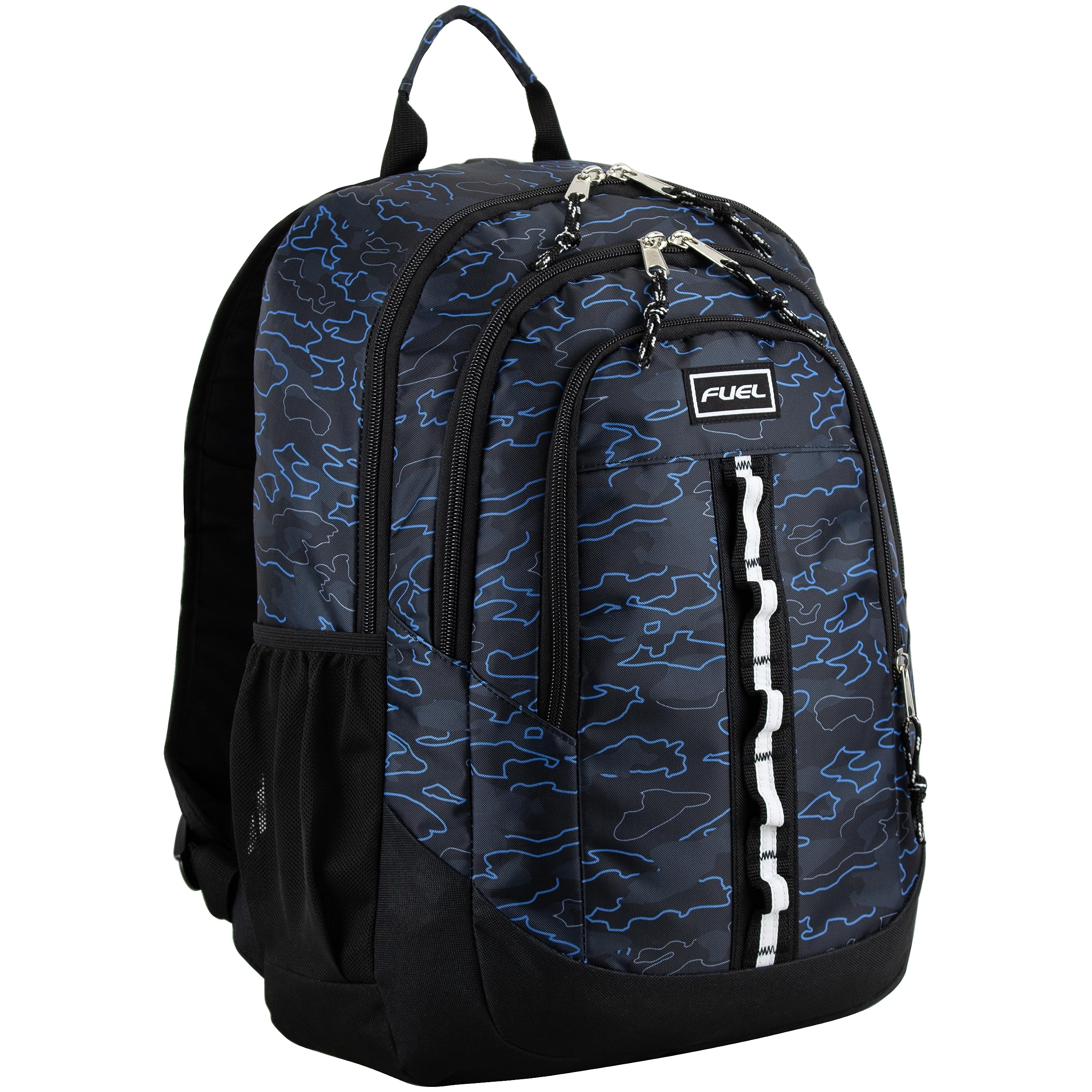 FUEL Travel Laptop Carry On Backpack Sport Shock Multi Large Compartments for College Bookbag, Hiking, Work, 18.5 x 13 x 7 Inches, Blue Camouflage
