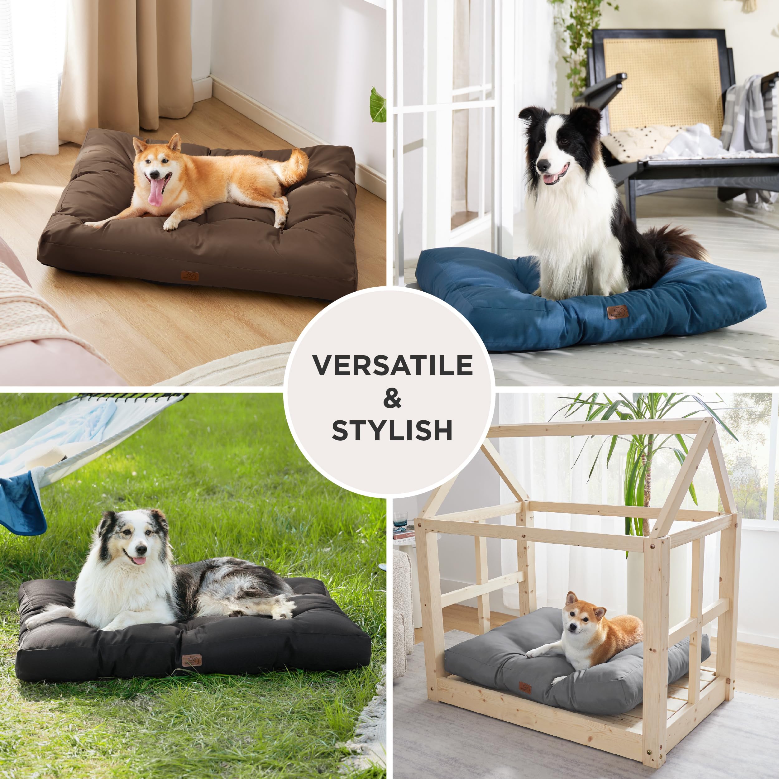 Bedsure Cesto Cane di Media Taglia Impermeabile, Cuscino Cane in Tessuto Oxford, M, Caterasso Letto per Cani, Lavabile, Grigio, 76 x 50 x 10 cm