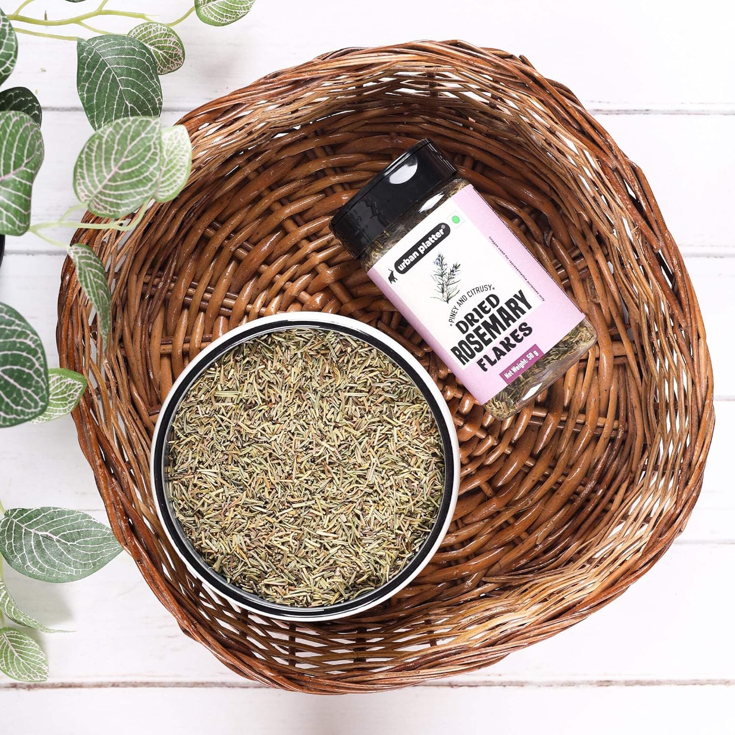 Urban Platter Dried Rosemary Flakes Shaker Jar, 40g / 1.4oz [Premium Quality, Aromatic]