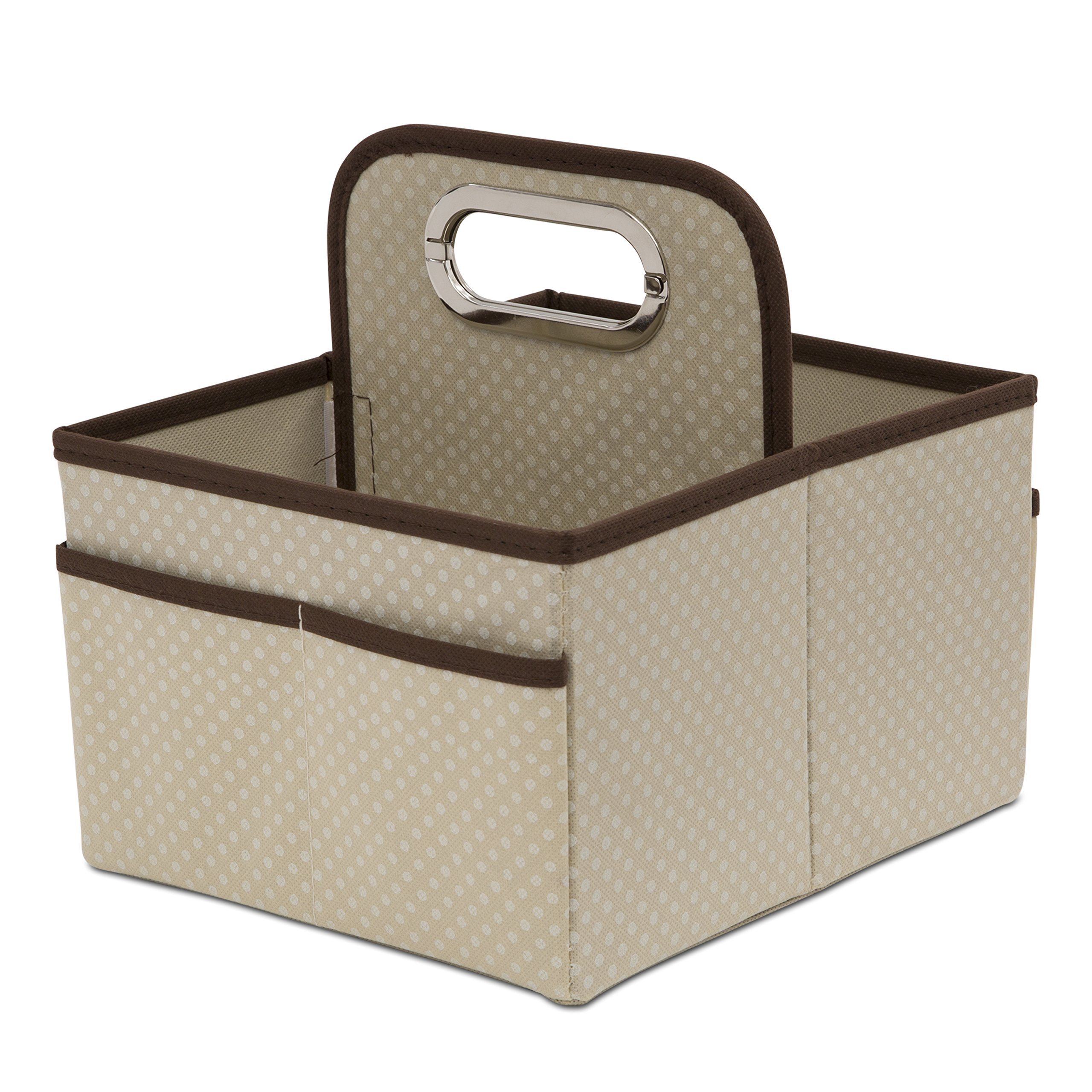Delta ChildrenPortable Nursery Caddy - Essential Lightweight Storage Bin with Multiple Compartments - Easy Storage/Organization Solution, Beige