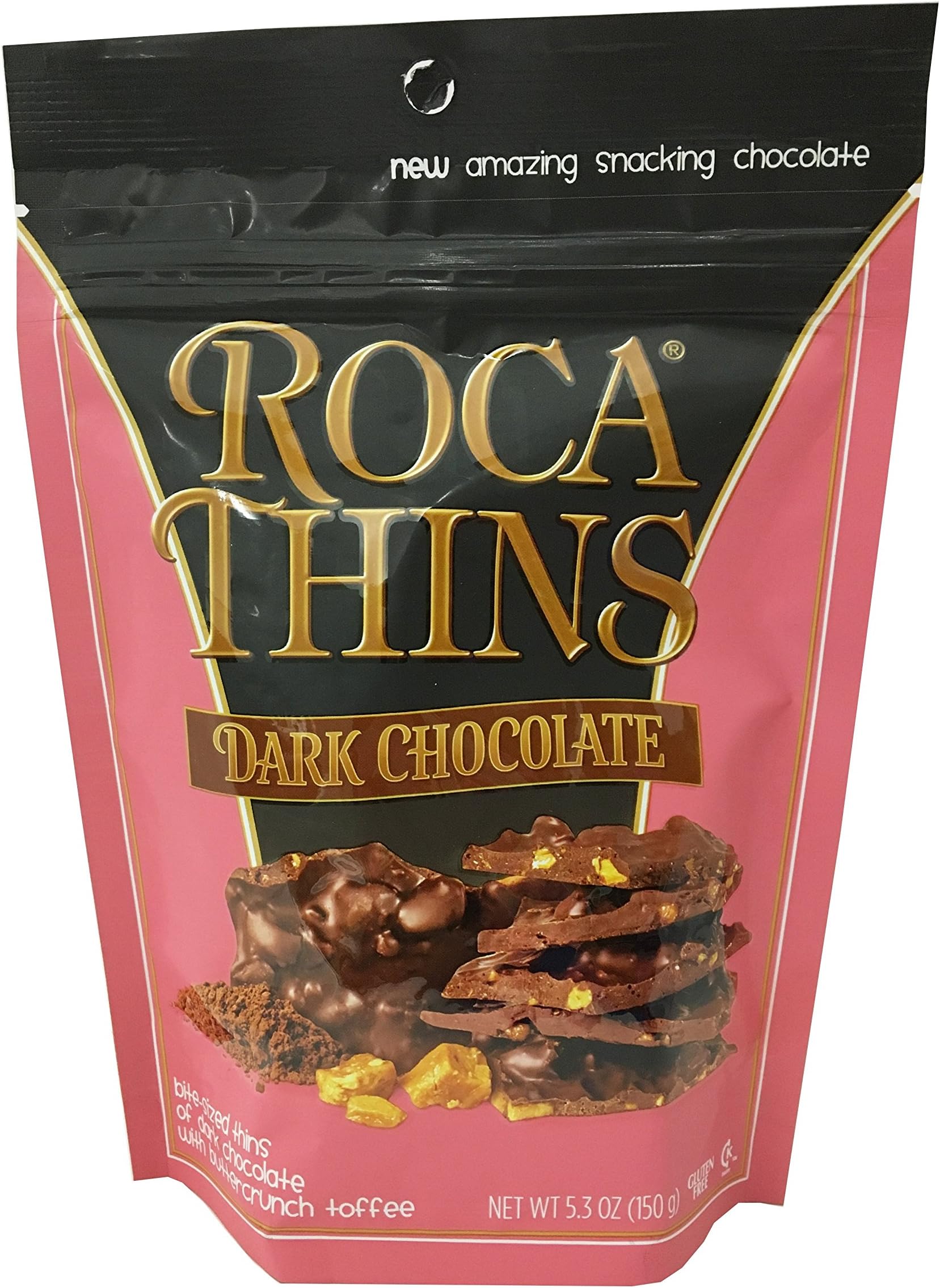 Roca Thins Dark Chocolate Stand-up Resealable Pouch 5.3oz