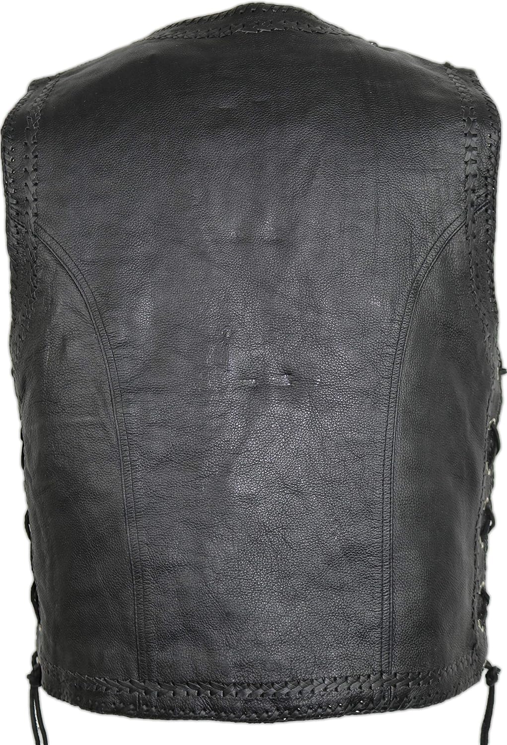 MDM Mens Motorcycle Leather Vest Leather Waistcoat Motorcycle Motorbike Chopper Biker Vest