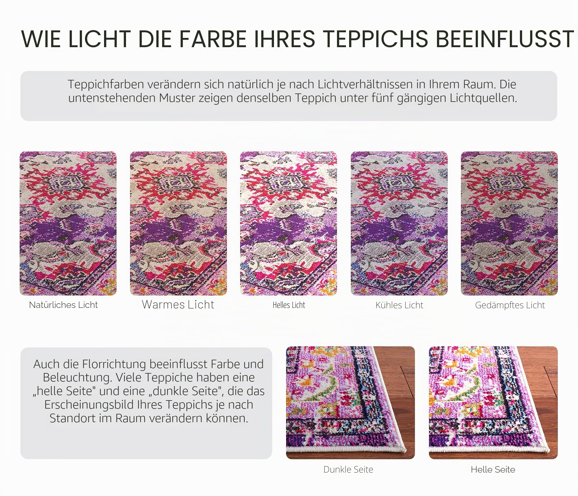 SAFAVIEH Boho Teppich für Wohnzimmer, Esszimmer, Schlafzimmer - Monaco Collection, Kurzer Flor, Violett und Fuchsia, 120 x 120 cm