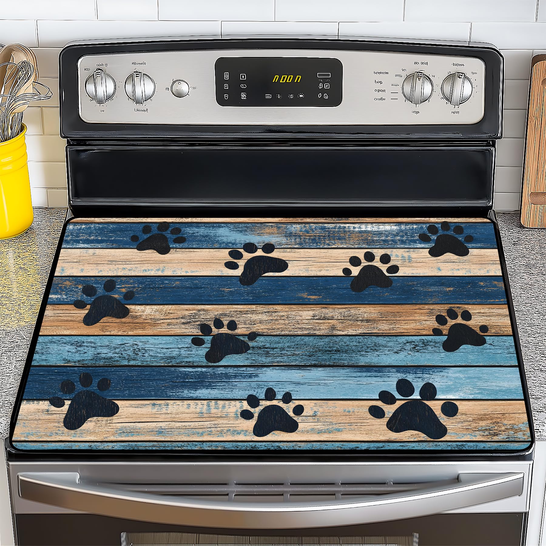 Stove Top Cover for Electric Stove,Glass Stove Top Cover, Heat Resistant Glass Cooktop Cover, Stovetop Protector, Kitchen Decor, Dish Drying Mats Cover for Ceramic Washer Top 28.5x20.5 inch