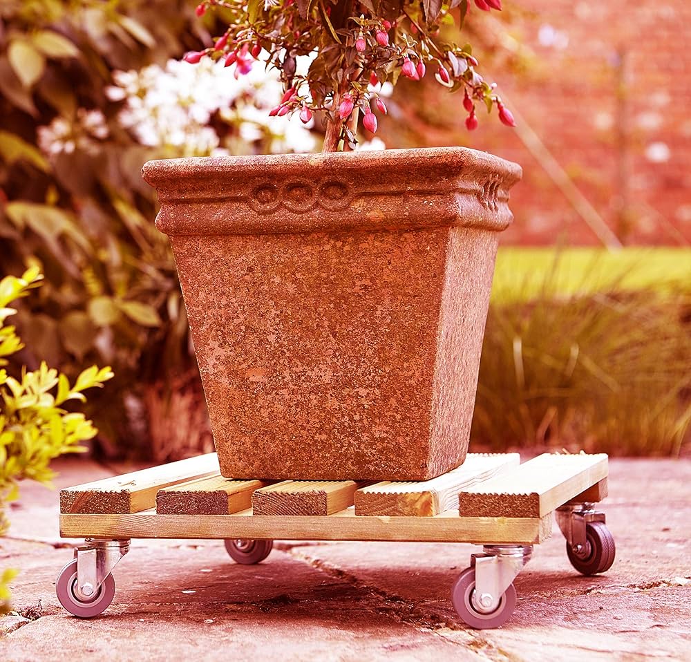 Heavy Duty Square Dolly Square Iron Plant Caddy Pot Trolley With