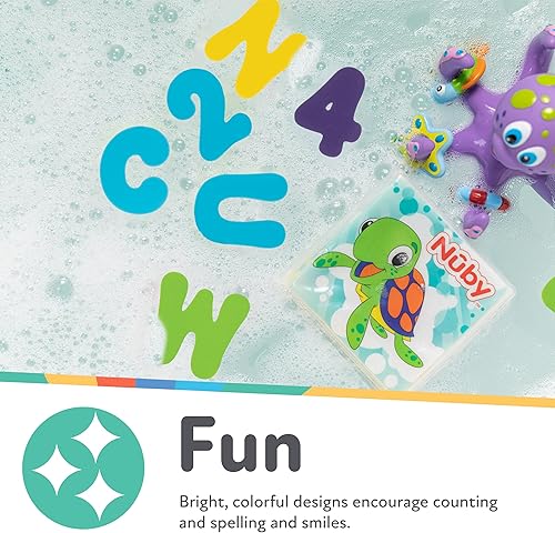 Miniatura 4 de Nuby Letras y números de baño de espuma para niños pequeños, juego de juguetes de baño para niños de 3 años en adelante, 36 piezas