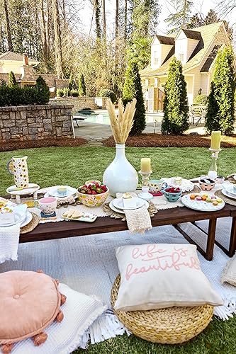 Miniatura 9 de Mud Pie Color Sentiment - Almohada Dhurrie, 22 x 22 pulgadas, Hello Sunshine