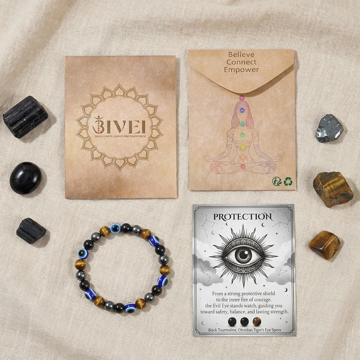 Bivei Protection Bracelet, Strength Crystal Healing Bracelet 8MM - Spiritual Stretch Beaded Jewelry for Women Men Gift - Image 6