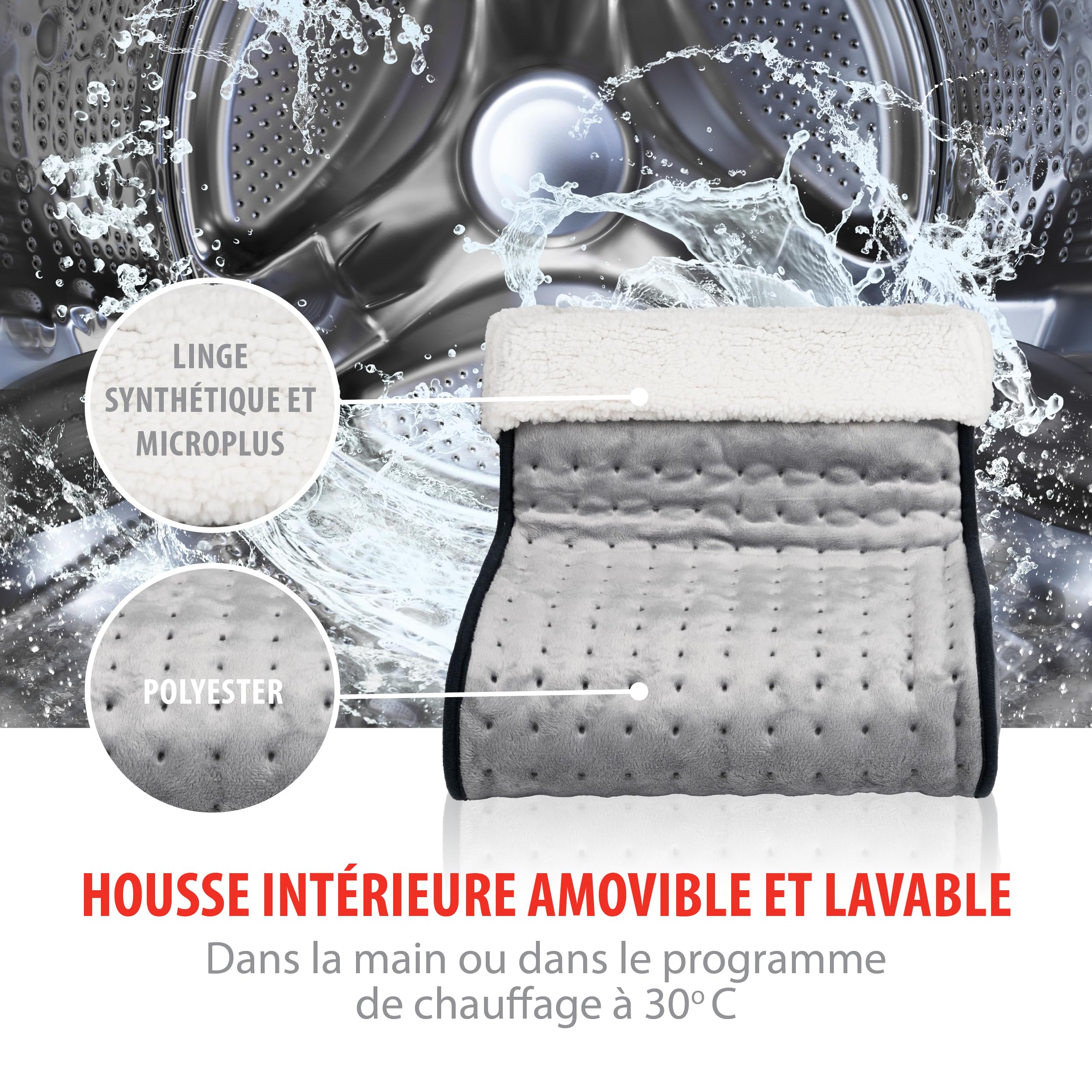 alpina Chausson Chauffant Electrique - Chauffe Pied Electrique Protection Contre la Surchauffe - Chaussons Chauffants Housse Intérieure Lavable - Bouillotte Pied 3 Réglages de Chaleur - Gris
