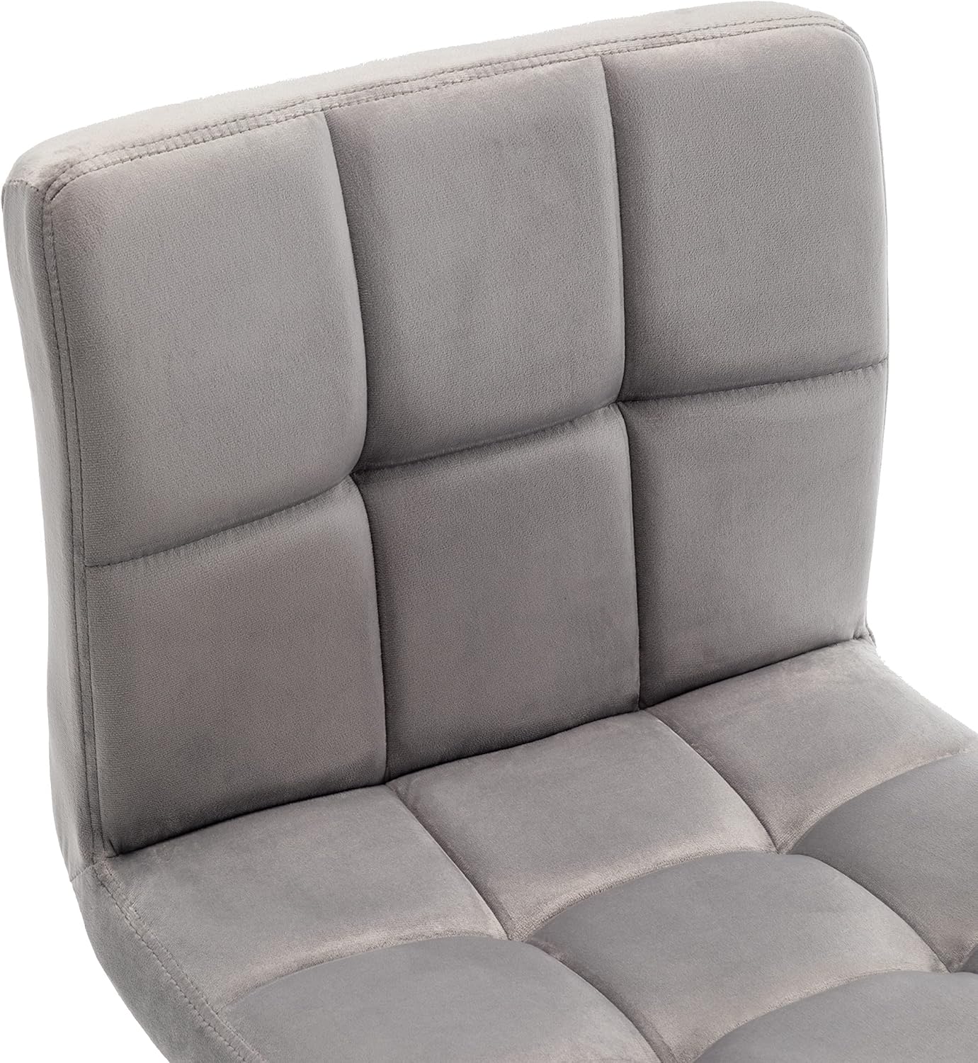 BTEXPERT Set of 2, Counter Height Barstools High Back Adjustable Modern Bar Chairs Metal upholstered Swivel Grey Velvet Dining Barstool Chair Two Pcs, Tall Kitchen Island Stool