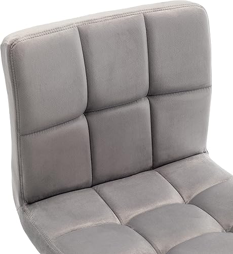 Miniatura 4 de BTEXPERT Juego de 2, taburetes de bar de altura de mostrador, sillas de bar modernas ajustables tapizadas de metal, giratorias, de terciopelo gris,