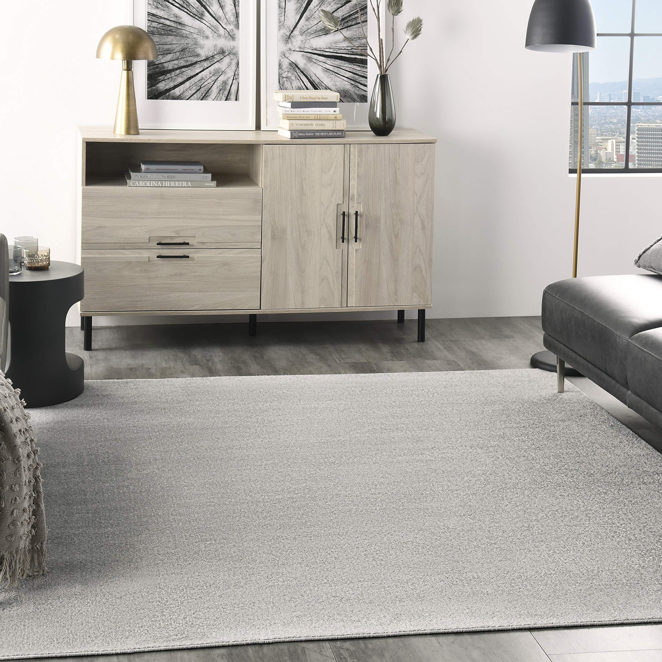 Nourison Home Nourison Essentials Silver Grey 5' x Square Area Rug - Easy Clean, Non Shedding, Bed Room, Living Room, Dining Room, Kitchen (5' x