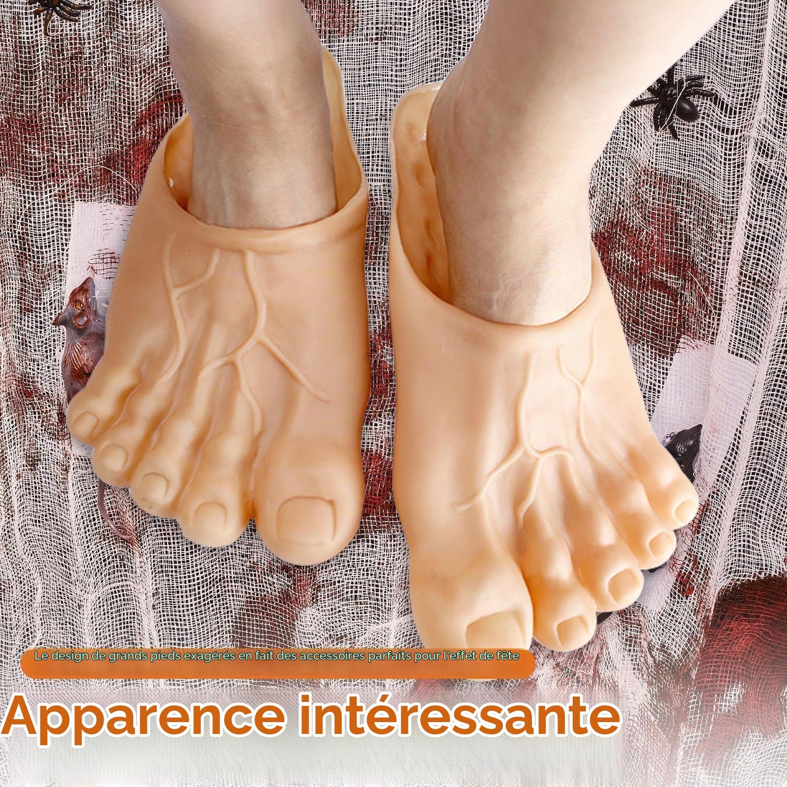 Pantoufles de Pied, Cosplay Hulk Green Giant Feet Bigfoot Count Pantoufles Halloween Cosplay Giant Feet Accessory Costume Mascarade Props(Brun)