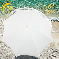 Vista 3 de Umberlla de patio bohemio de 6.5 pies con flecos, sombrilla para exteriores UPF50+ con varillas de fibra de vidrio y botón de inclinación, paraguas