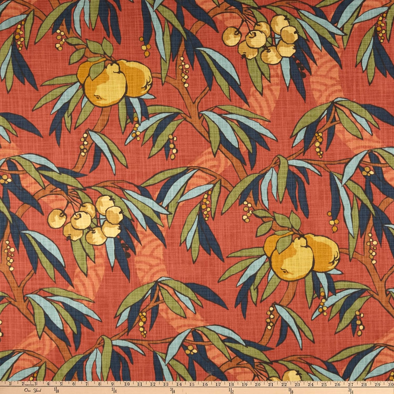 Robert Allen Home Nouveau Fruit Duck Fabric, Persimmon