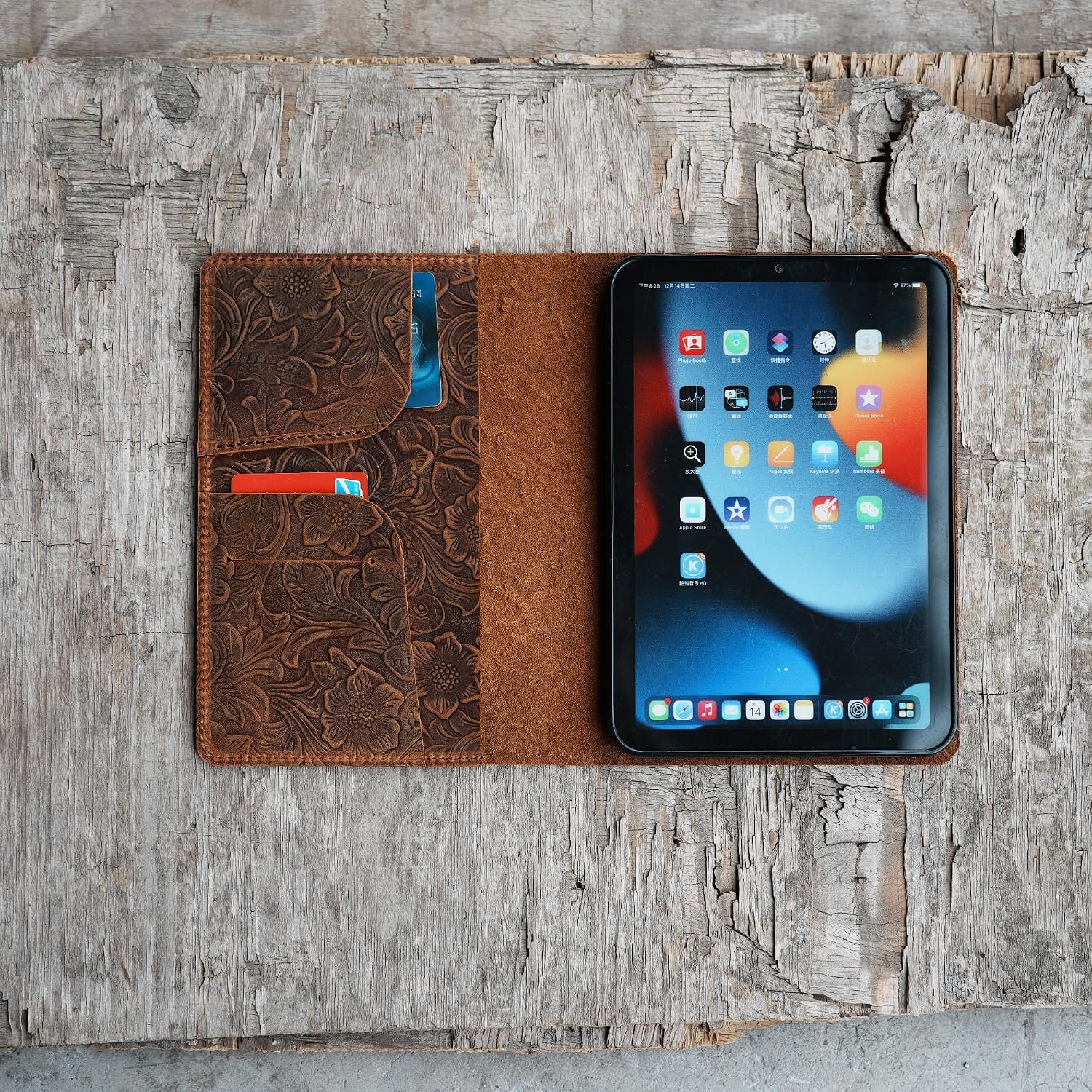 Handmade Genuine Leather Wallet Case for Apple ipad mini 6 7 air 2/11" ipad air 2025 Pro 12.9/ Tooled Cover/11” iPad prom4 /13'" ipad pro /13" ipad air/ipad a16