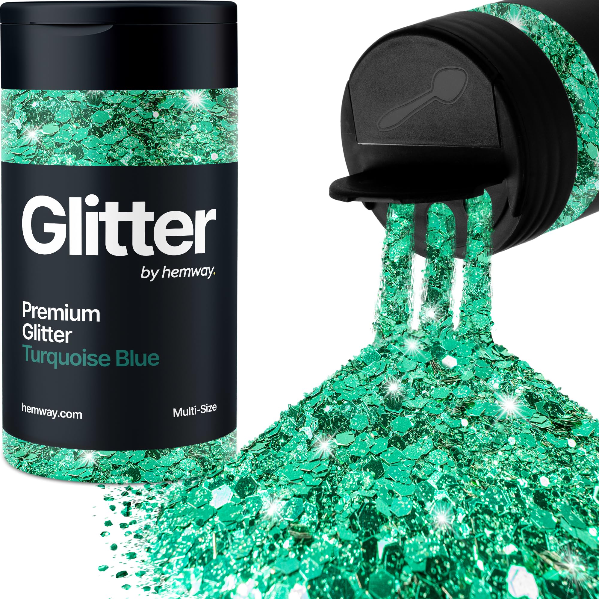 Hemway Turquoise Blue Glitter Shaker